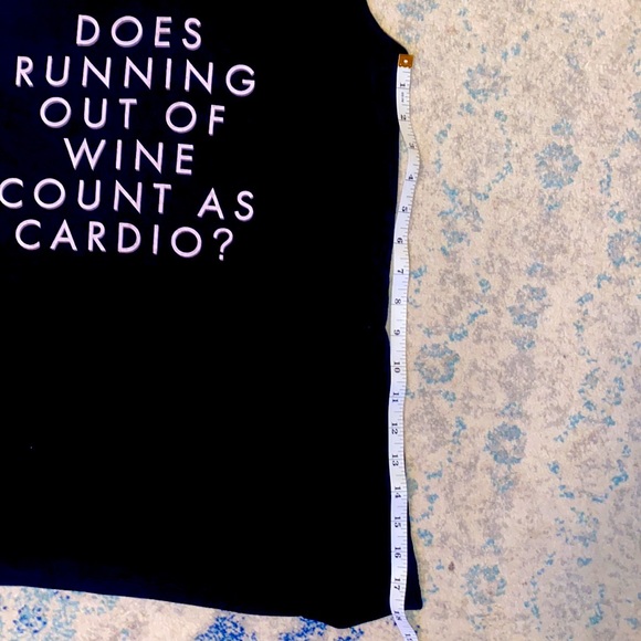 “Does running out of wine count as cardio?” Black tank top, women’s size small - Picture 3 of 3